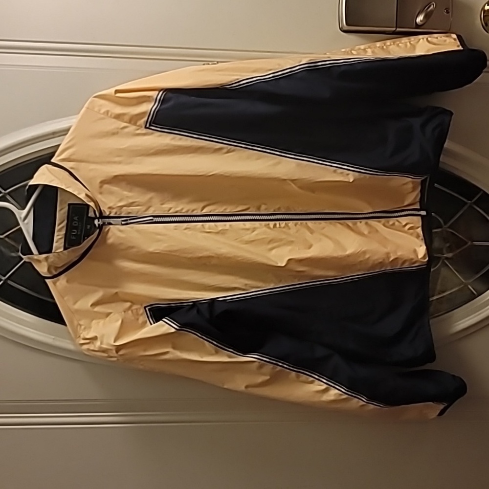 *FU DA SPORT Yellow/Blue Lined Womens Windbreaker Size Medium